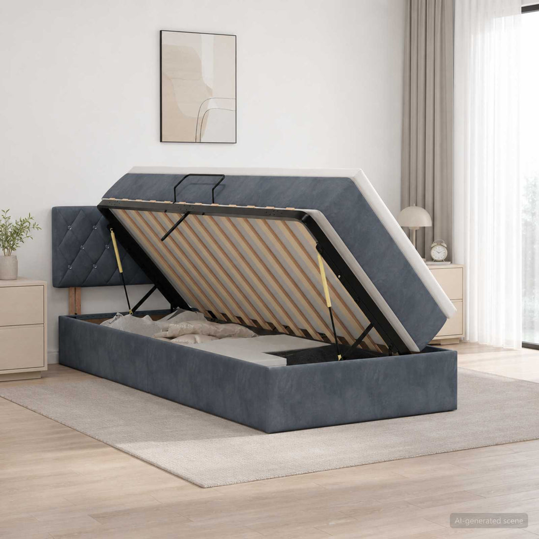 vidaXL Cama con almacenamiento Gris oscuro 90 x 190 cm Terciopelo