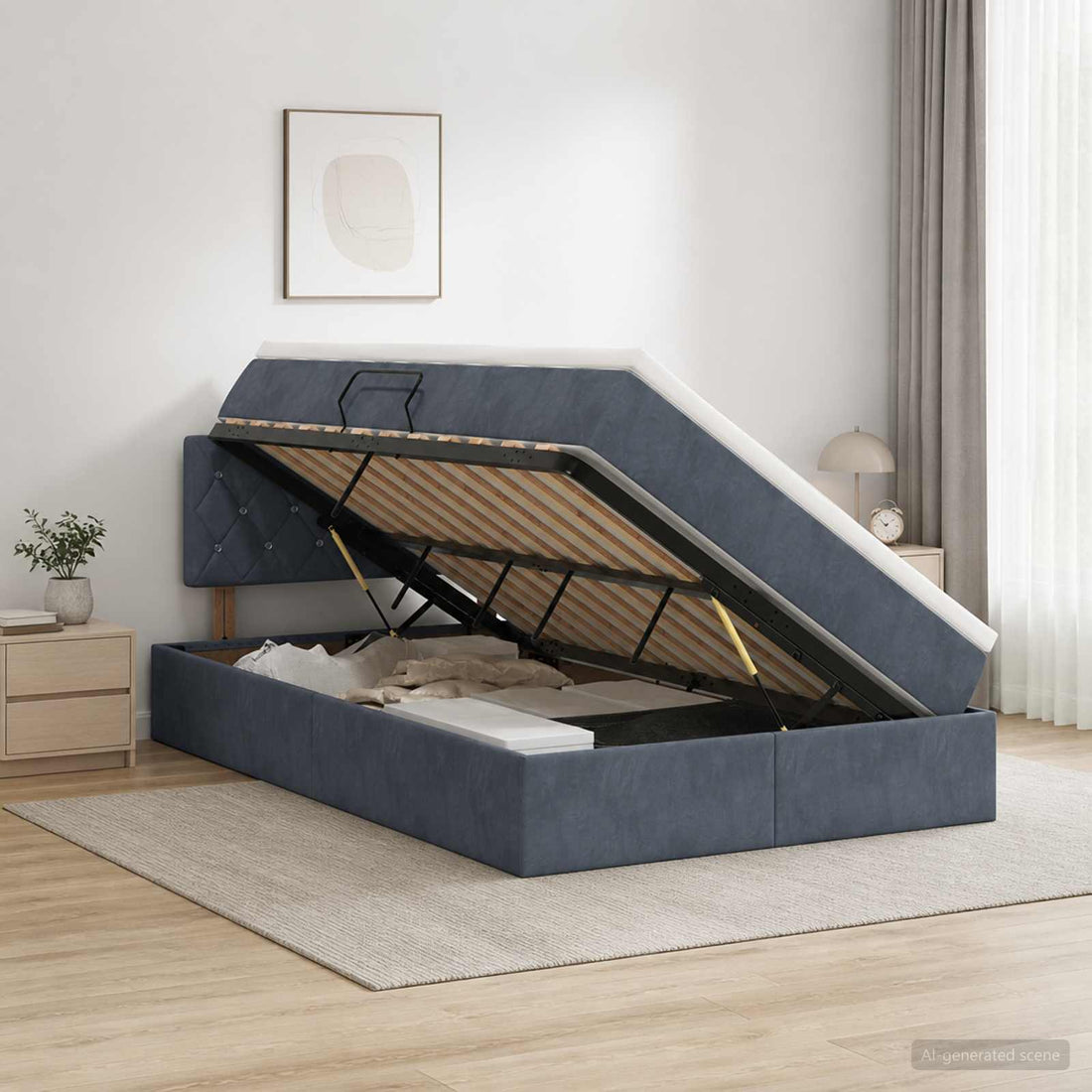 vidaXL Cama con almacenamiento Gris oscuro 120 x 200 cm Terciopelo