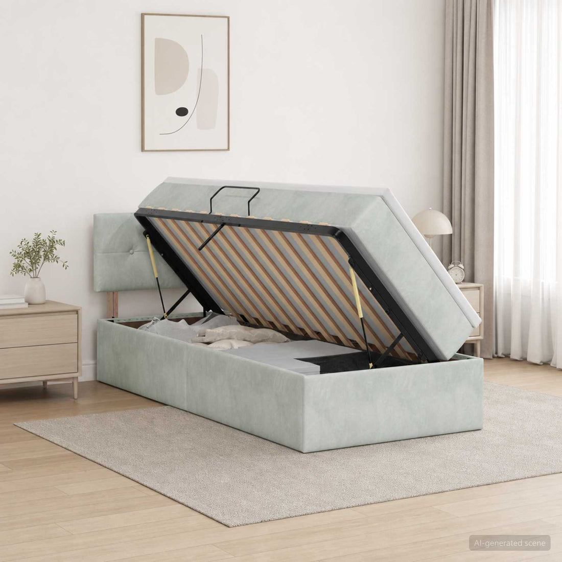 vidaXL Cama con almacenamiento Gris Claro 90 x 200 cm Terciopelo
