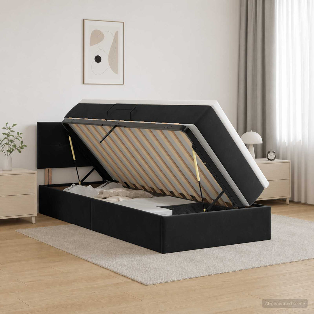 vidaXL Cama con almacenamiento Negro 90 x 200 cm Terciopelo