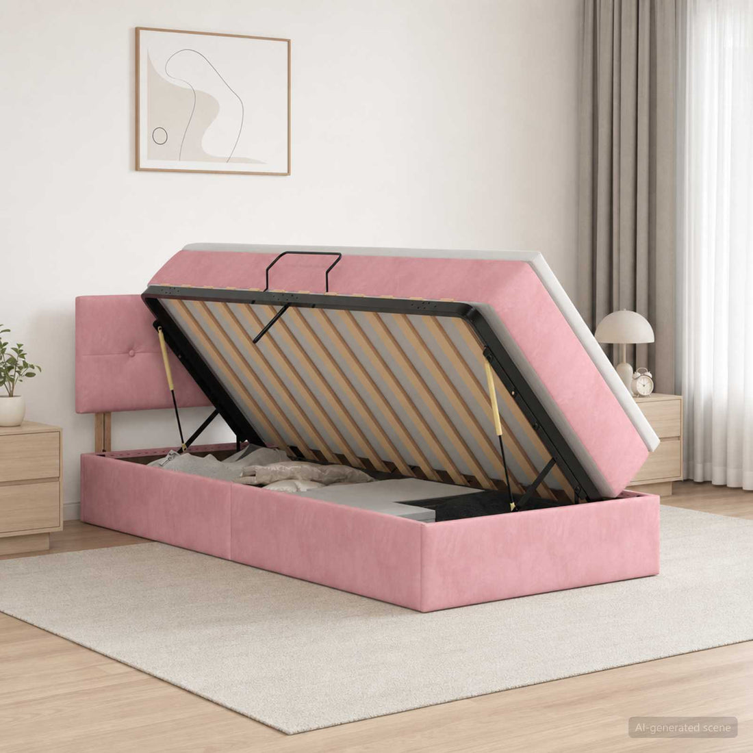 vidaXL Cama con almacenamiento Rosa 100 x 200 cm Terciopelo