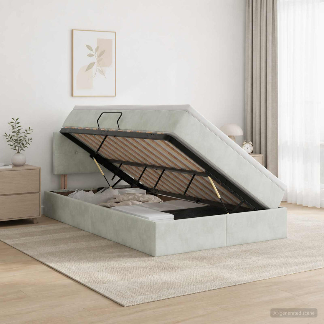 vidaXL Cama con almacenamiento Gris Claro 120 x 200 cm Terciopelo