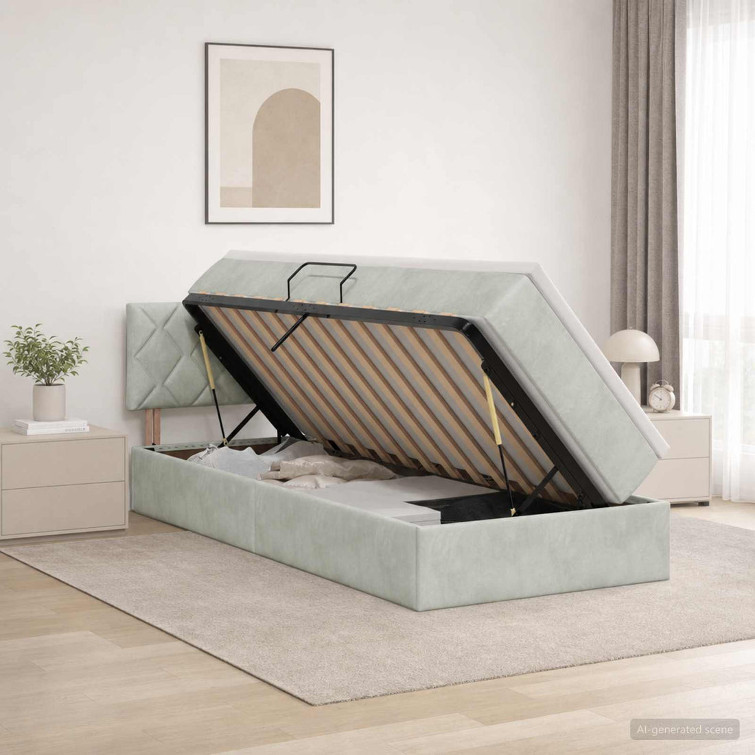 vidaXL Cama con almacenamiento Gris Claro 90 x 190 cm Terciopelo