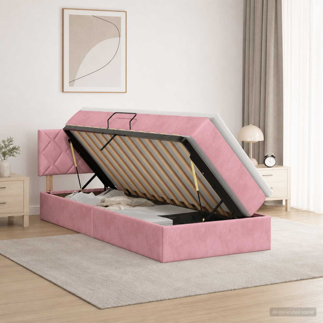 vidaXL Cama con almacenamiento Rosa 90 x 200 cm Terciopelo