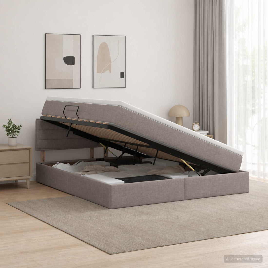 vidaXL Cama con almacenamiento y colchón Topo 140 x 200 cm Terciopelo