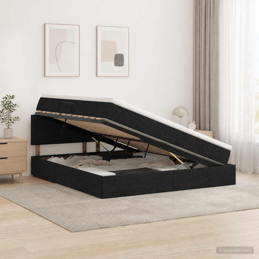 vidaXL Cama con almacenamiento y colchón Negro 140 x 190 cm Terciopelo