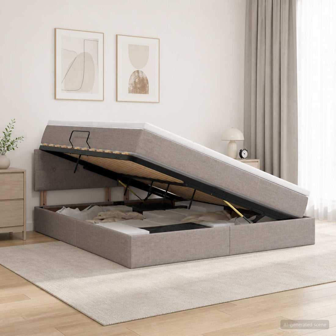 vidaXL Cama con almacenamiento y colchón Topo 140 x 200 cm Terciopelo