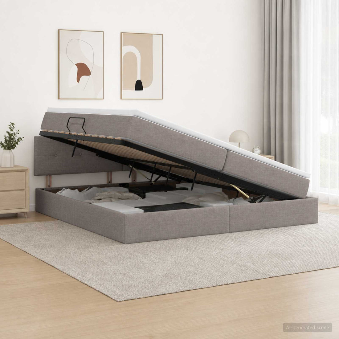 vidaXL Cama con almacenamiento y colchón Topo 200 x 200 cm Terciopelo