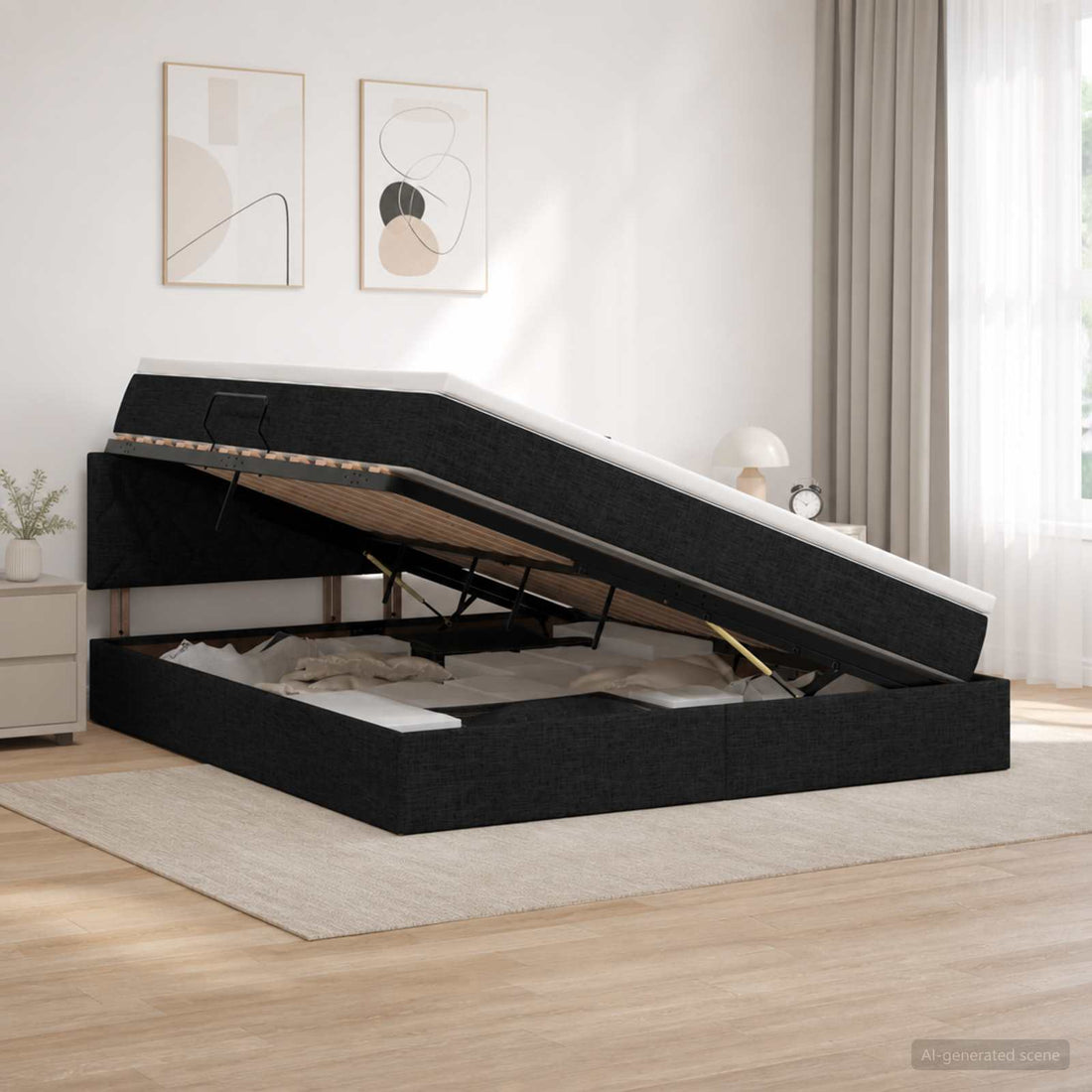 vidaXL Cama con almacenamiento y colchón Negro 140 x 190 cm Terciopelo