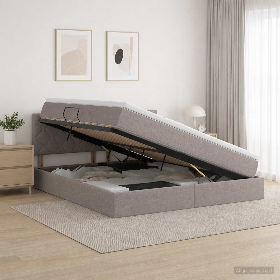 vidaXL Cama con almacenamiento y colchón Topo 140 x 200 cm Terciopelo