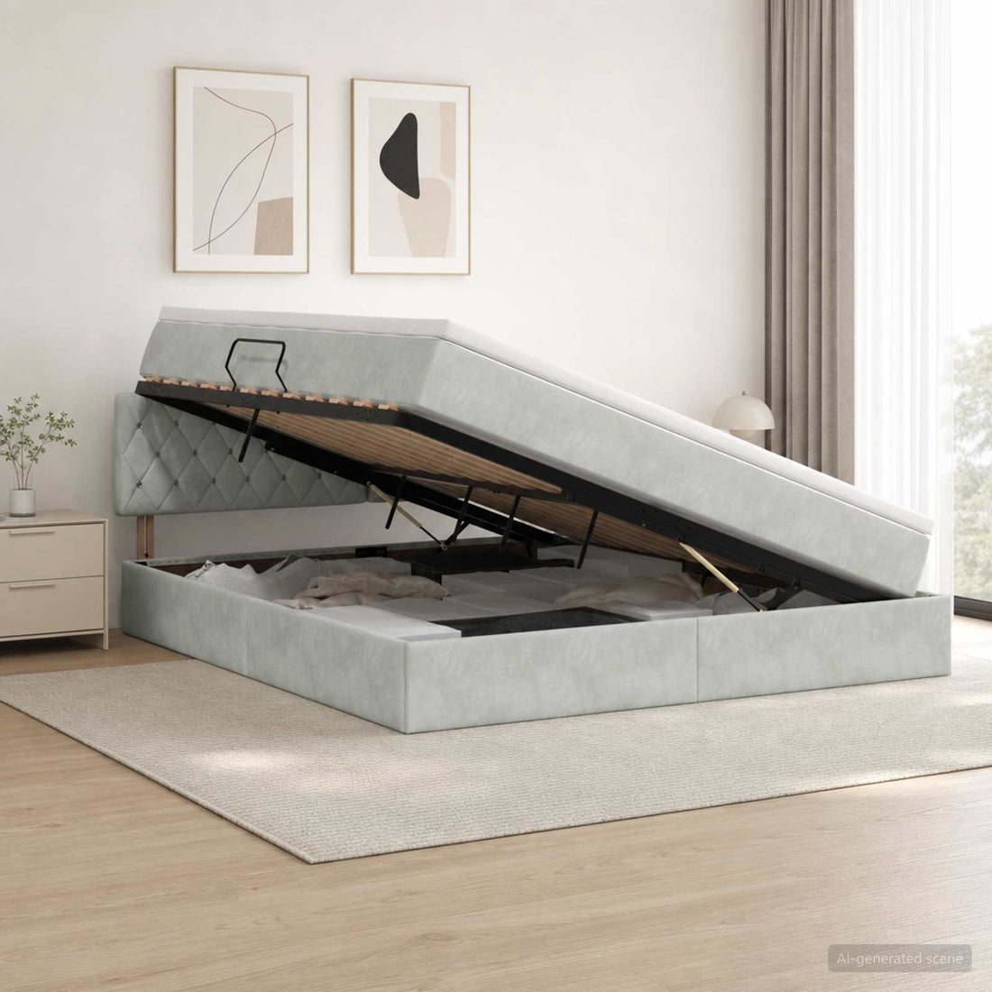 vidaXL Cama con almacenamiento Gris Claro 140 x 190 cm Terciopelo
