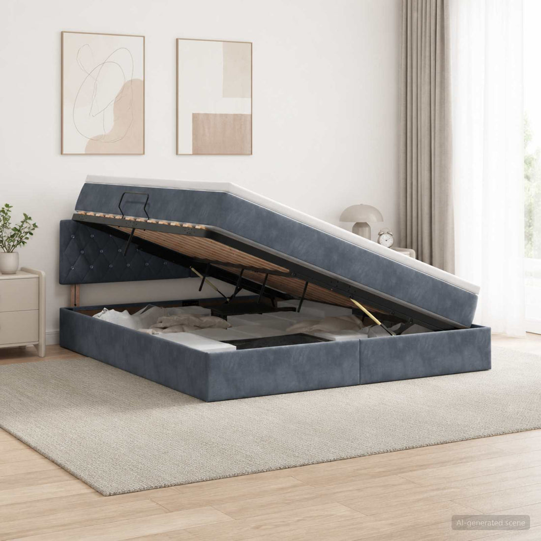 vidaXL Cama con almacenamiento Gris oscuro 160 x 200 cm Terciopelo