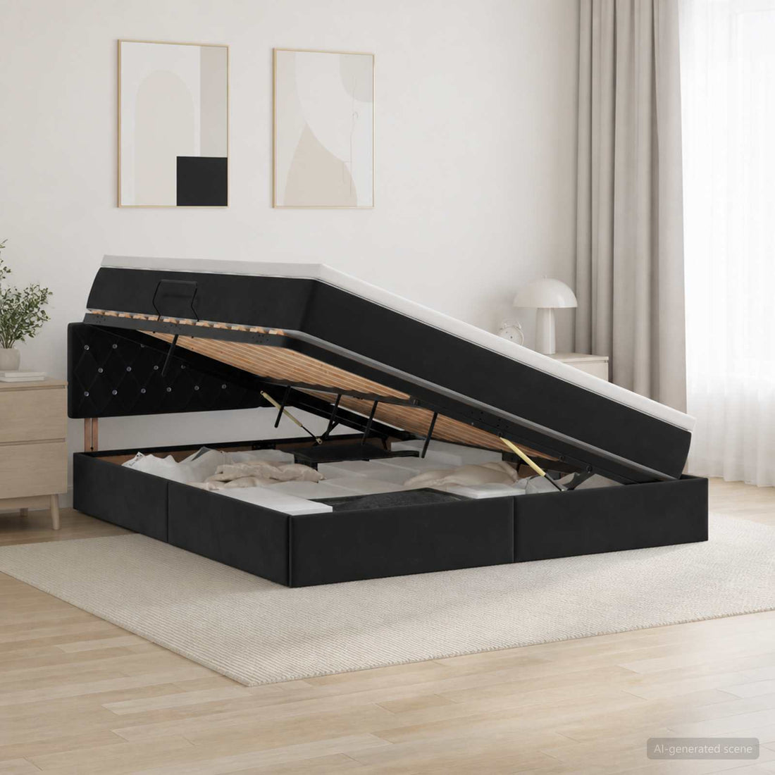 vidaXL Cama con almacenamiento Negro 160 x 200 cm Terciopelo