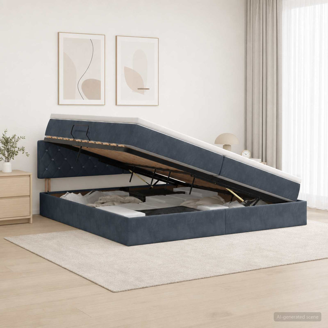 vidaXL Cama con almacenamiento Gris oscuro 200 x 200 cm Terciopelo