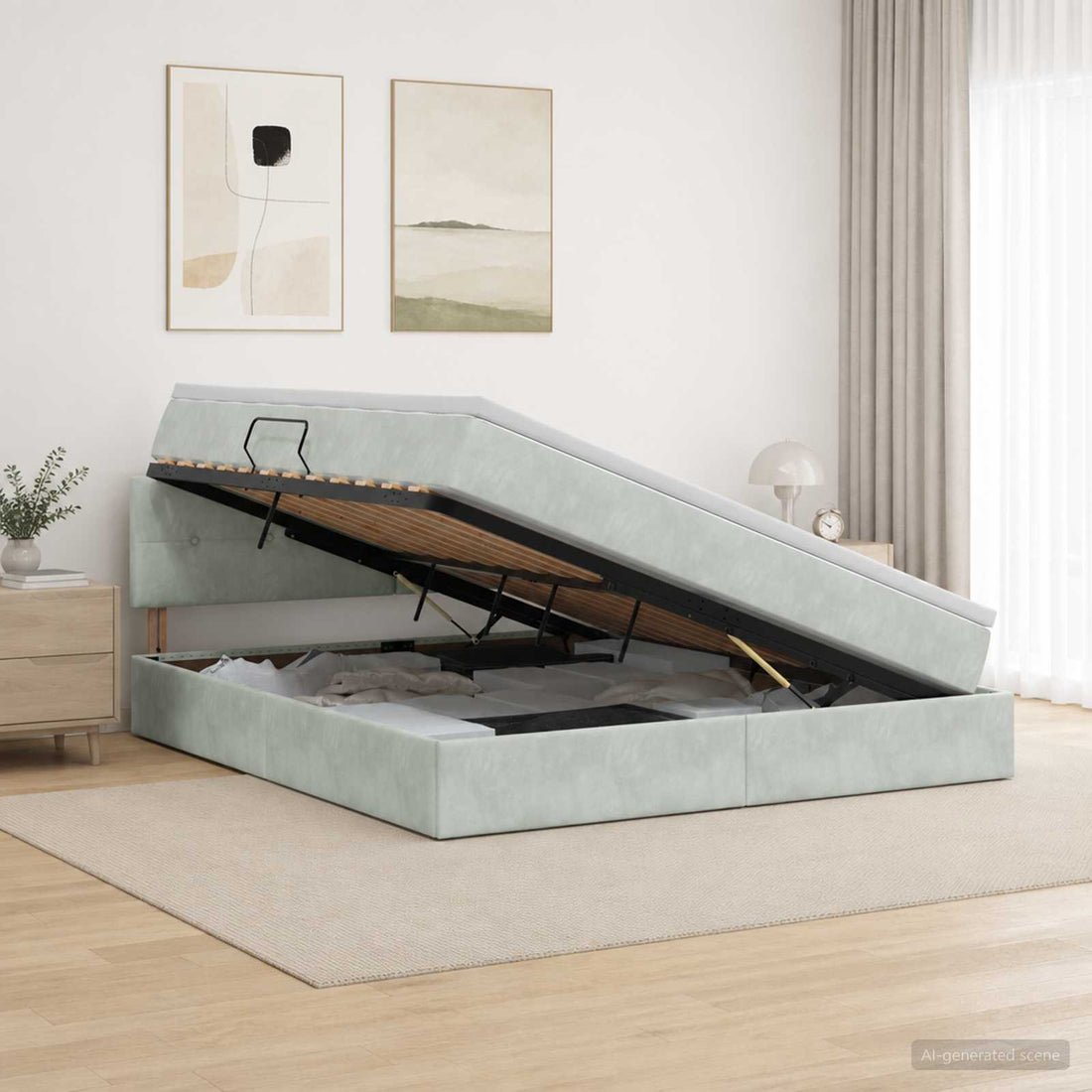 vidaXL Cama con almacenamiento Gris Claro 180 x 200 cm Terciopelo