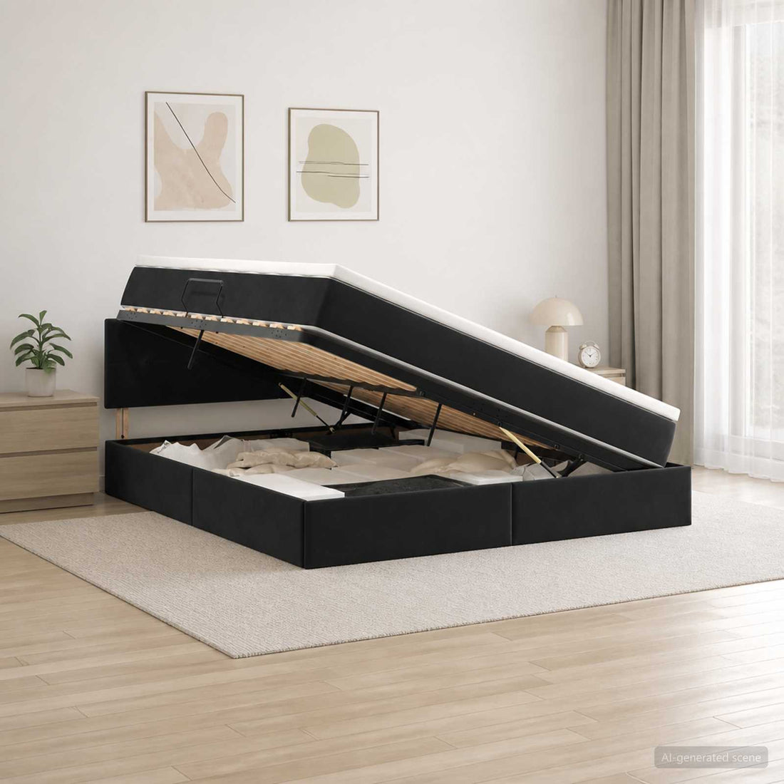 vidaXL Cama con almacenamiento Negro 160 x 200 cm Terciopelo