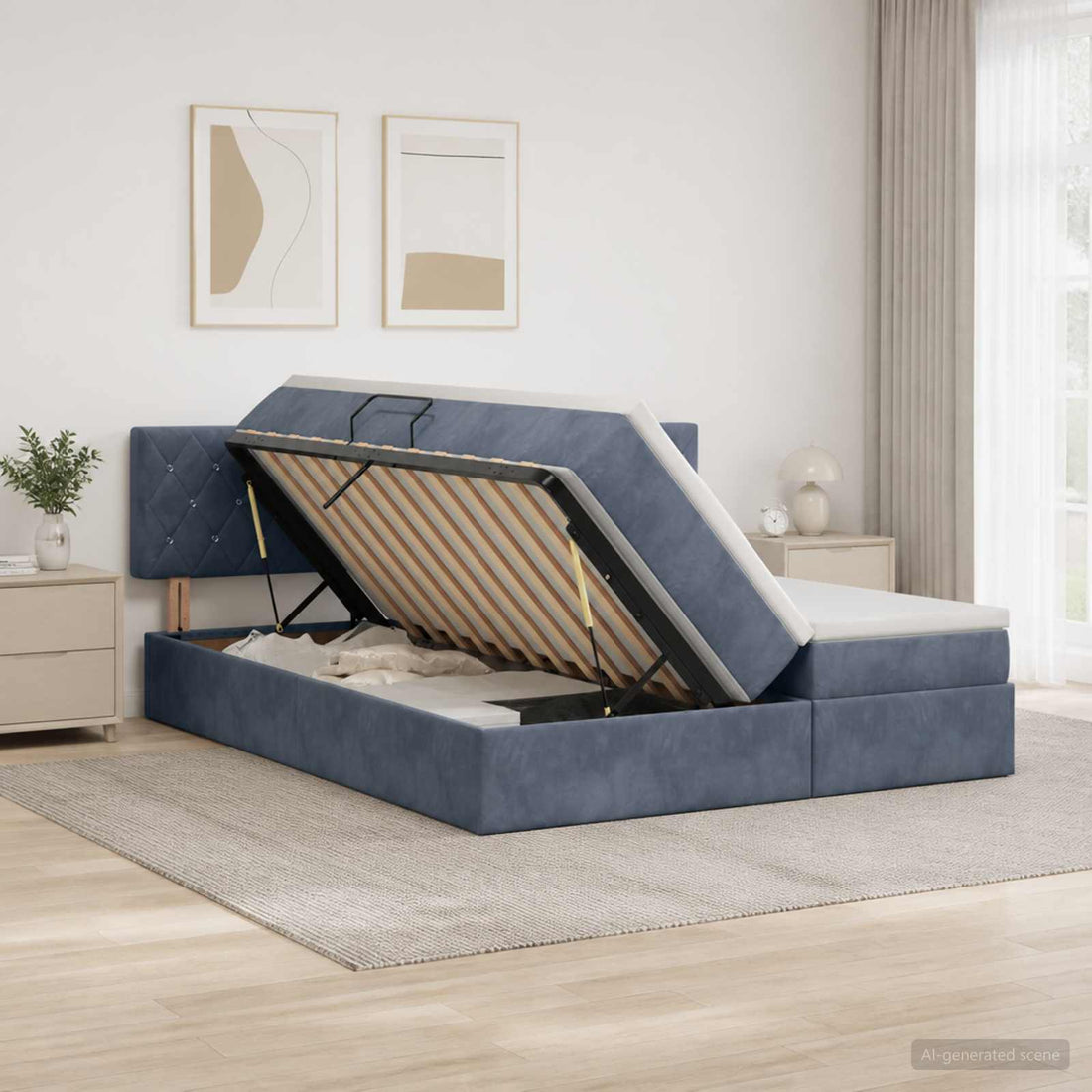 vidaXL Cama con almacenamiento con cabecera 2 uds. Gris oscuro
