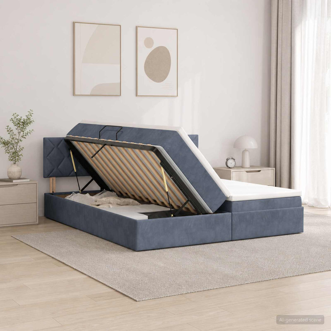 vidaXL Cama con almacenamiento con cabecera 2 uds. Gris oscuro
