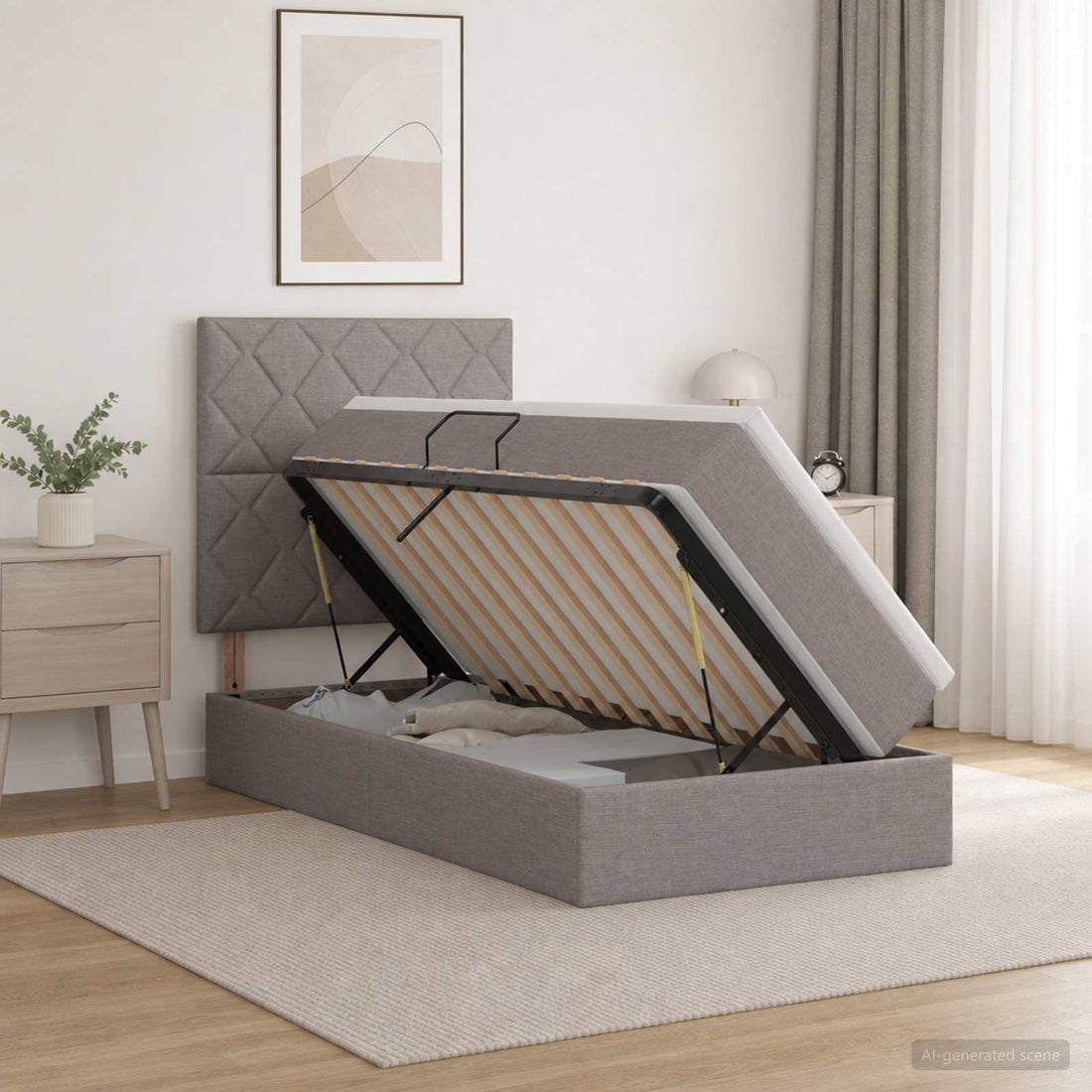 vidaXL Cama con almacenamiento y colchón Topo 100 x 200 cm tela