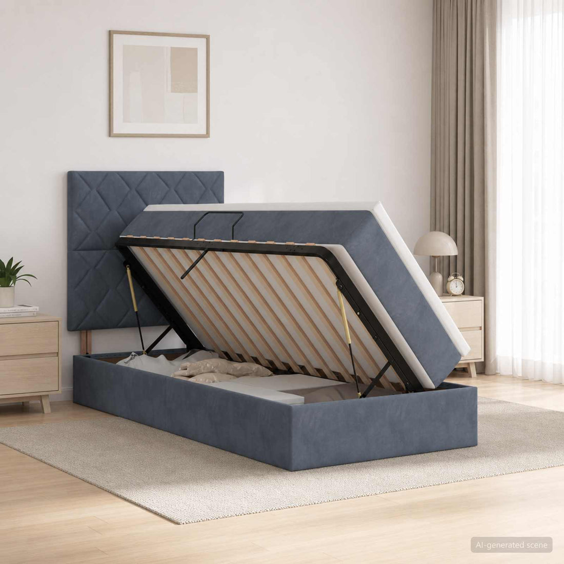 vidaXL Cama con almacenamiento y colchón Gris oscuro 90 x 190 cm