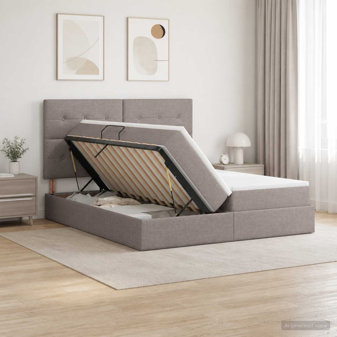vidaXL Cama con almacenamiento con cabecera Topo 180 x 200 cm Tela