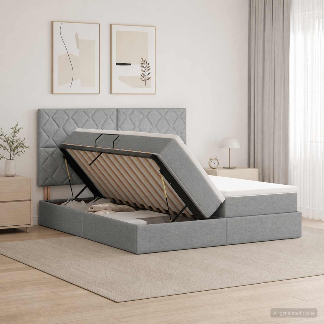vidaXL Cama con almacenamiento Gris Claro 180 x 200 cm Tela