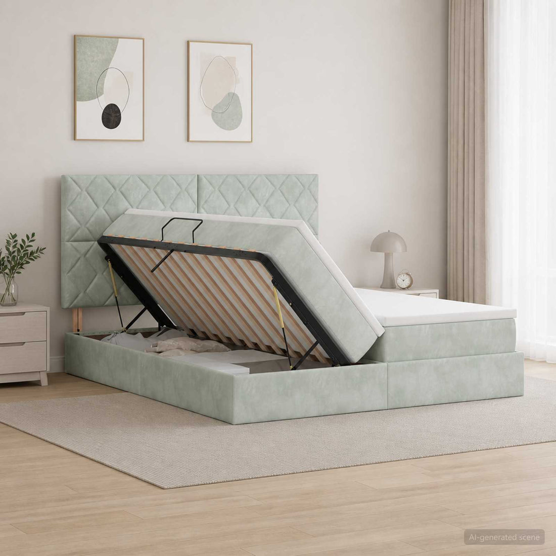 vidaXL Cama con almacenamiento Gris Claro 200 x 200 cm Terciopelo