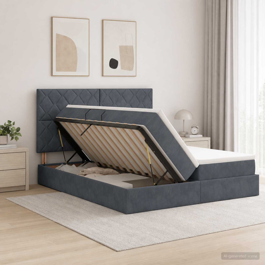 vidaXL Cama con almacenamiento Gris oscuro 180 x 200 cm Terciopelo