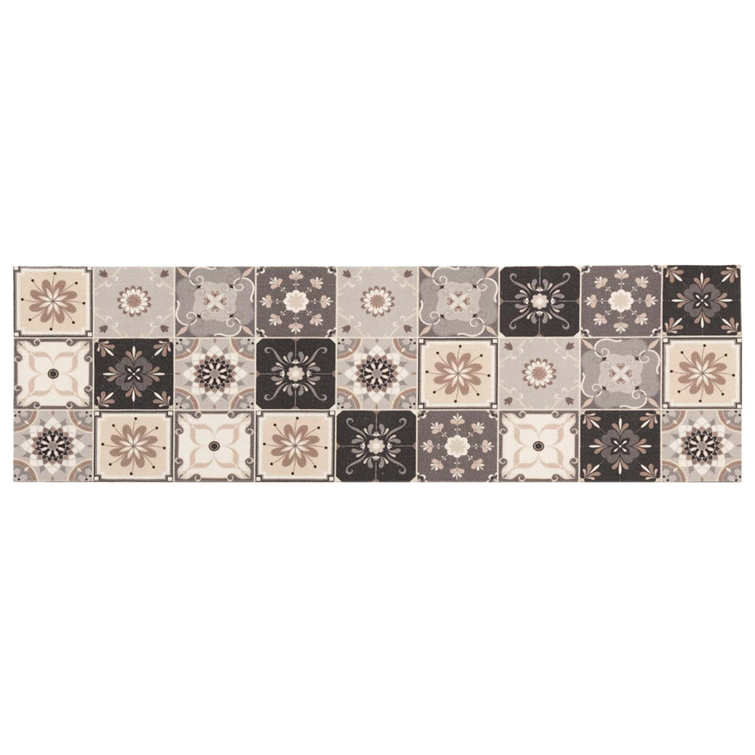 vidaXL Alfombra de cocina Mosaico gris y beige 180 x 60 cm