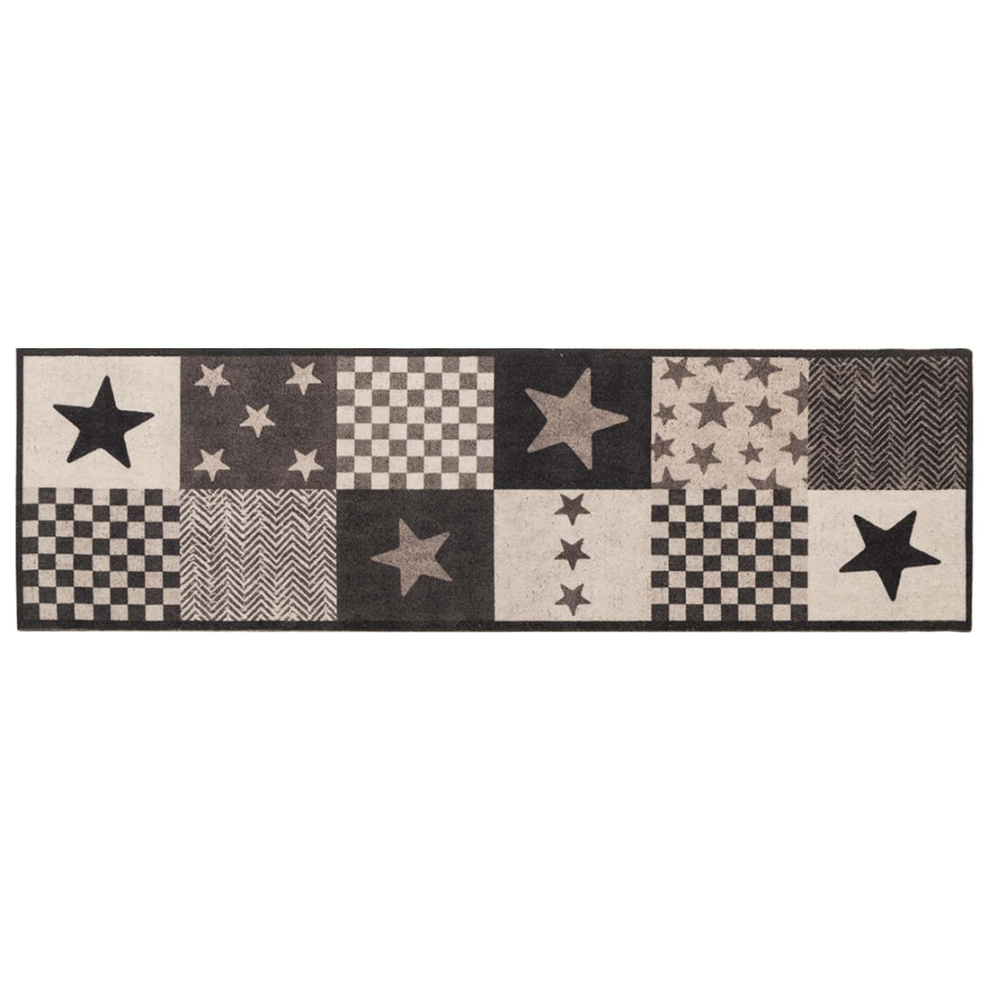 vidaXL Alfombra de cocina estrellas grises 180 x 60 cm 100% Poliamida