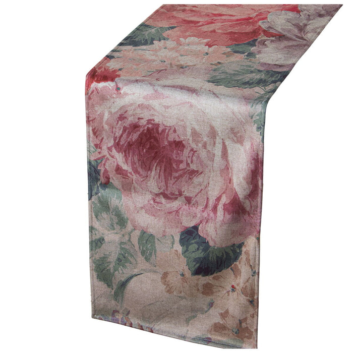 Camino de Mesa Rosa Textil Terciopelo Floral
