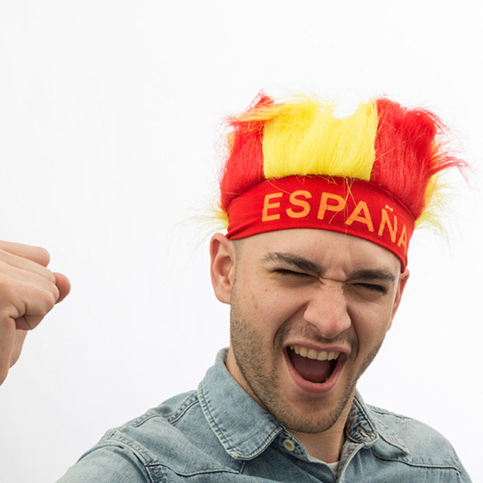 Gorro Peluca Bandera de España Th3 Party Fiesta Football World Cup