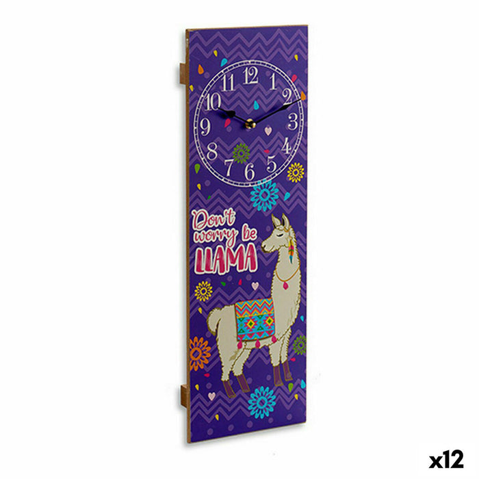Reloj de Pared Llama 2,5 x 60 x 20 cm (12 Unidades) Morado