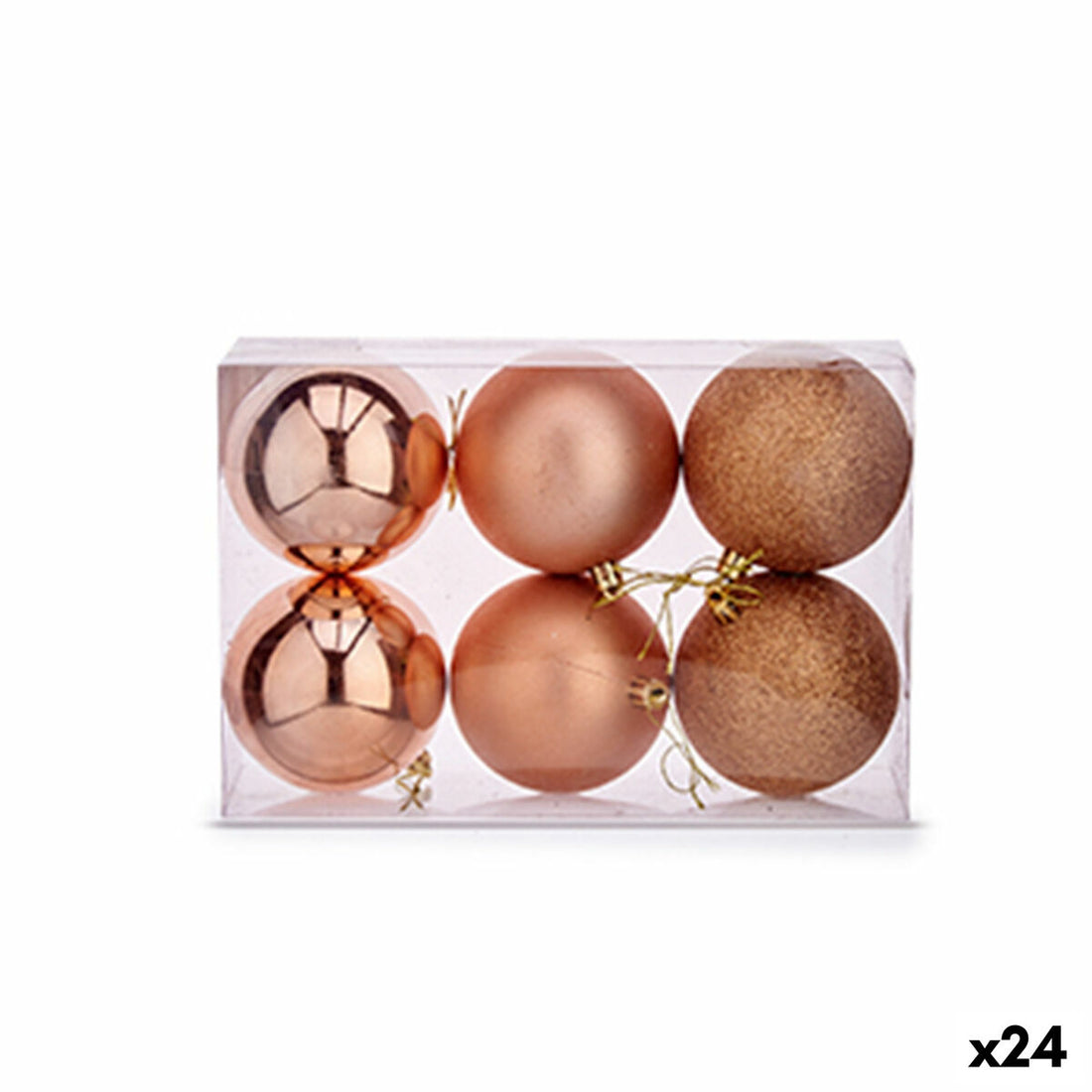 Set de Bolas de Navidad Cobre Plástico (24 Unidades)