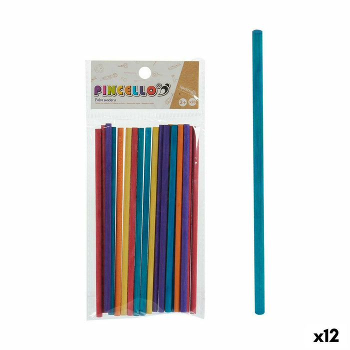 Palos Multicolor Madera Manualidades (12 Unidades)