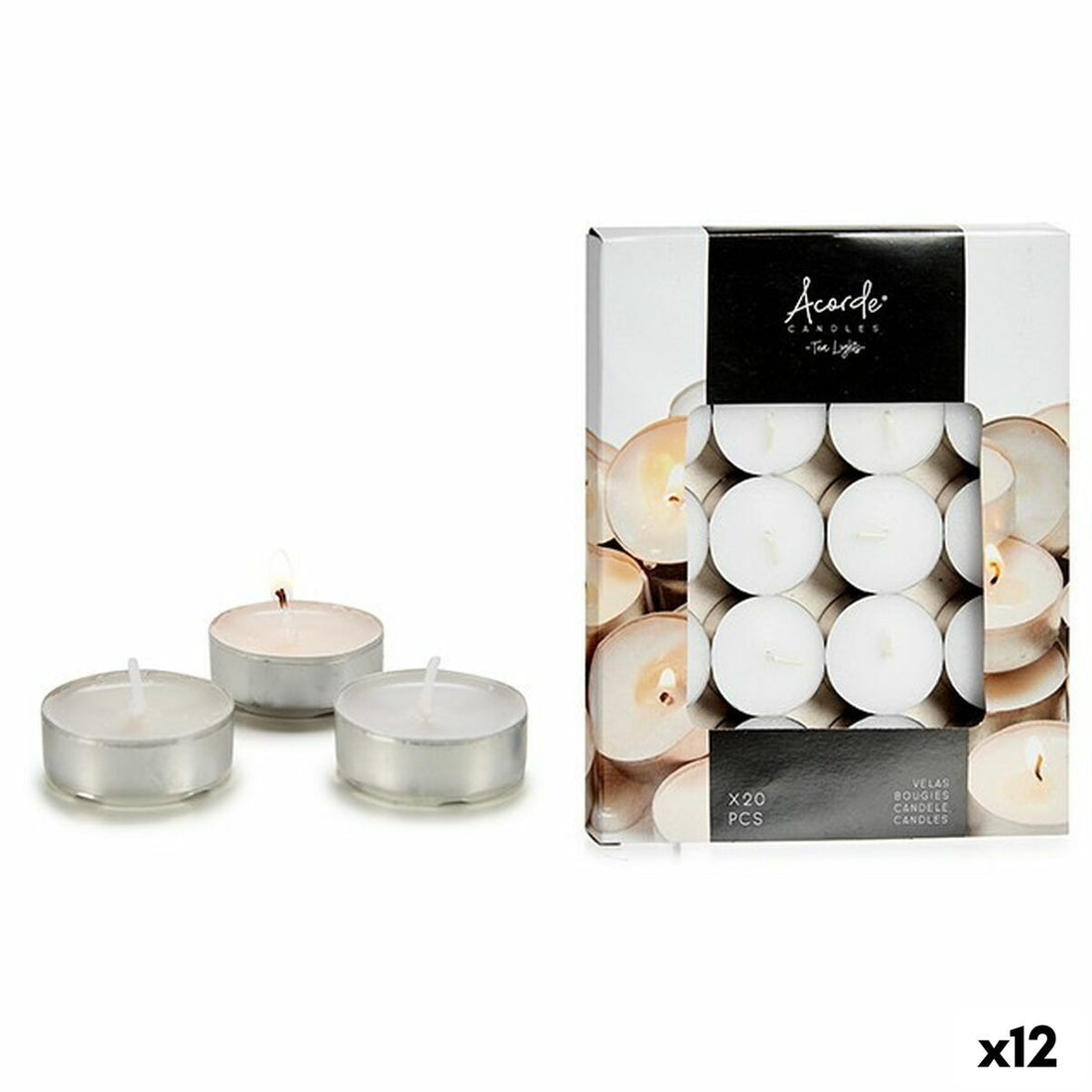 Set de Velas Blanco (12 Unidades) Cera