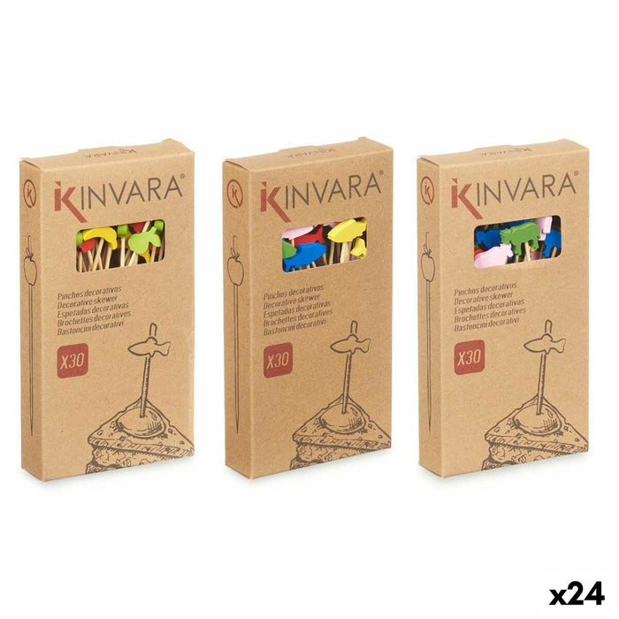 Set de Pinchos para Barbacoa Bambú Pincho Decorado (24 Unidades) Amarillo