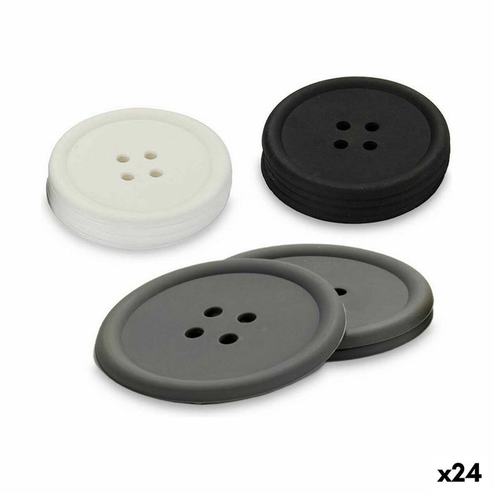 Posavasos Blanco Negro Gris Silicona Plástico Botón 9 x 2 x 9 cm 8,8 x 0,05 cm 8 x 0,05 x 8 cm 9 x 1,8 x 9 cm Set