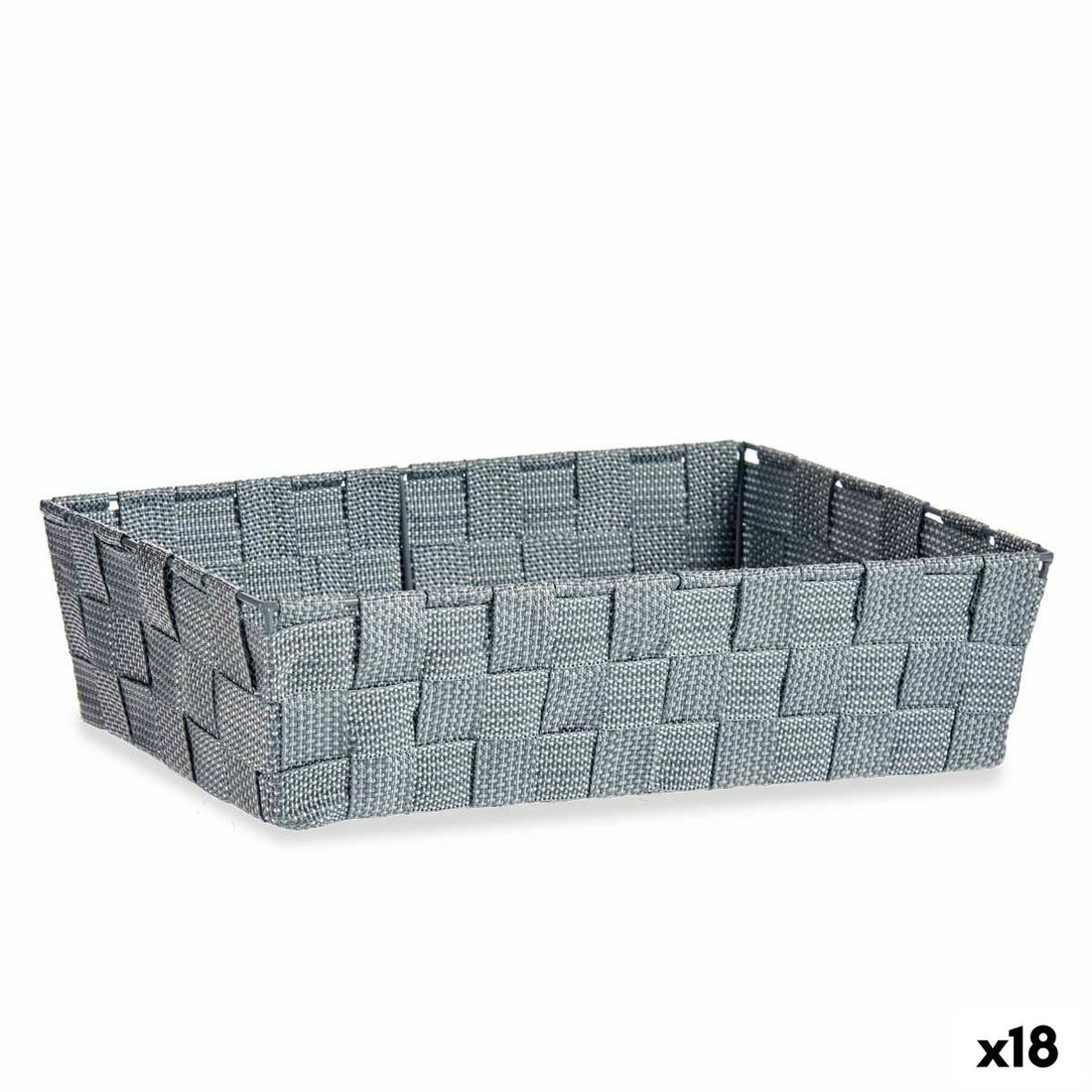 Cesta Multiusos Gris Poliéster Tela Trenzada 3,8 L (18 Unidades)