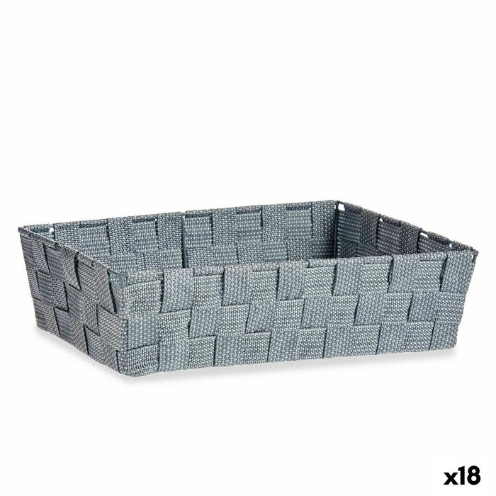 Cesta Multiusos Gris Poliéster Tela Trenzada 3,8 L (18 Unidades)