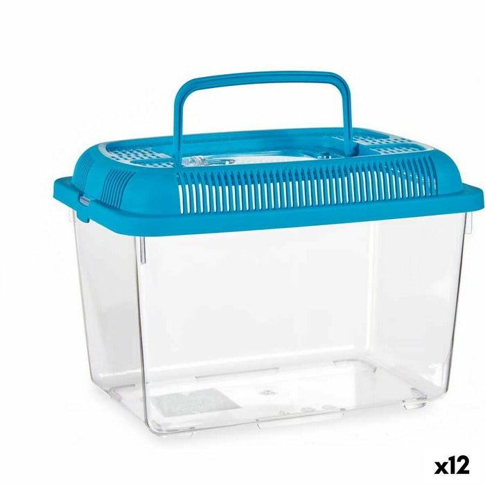 Pecera Azul Plástico 3 L 17 x 16 x 24 cm Con asa Mediano (12 Unidades)