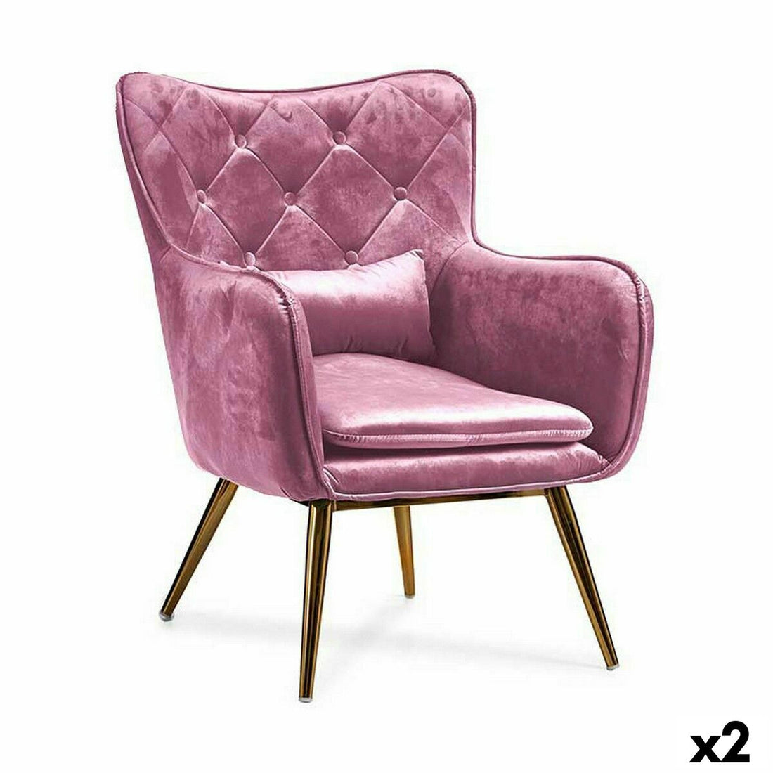 Sillón Rosa 68 x 92 x 70 cm (2 Unidades) Terciopelo