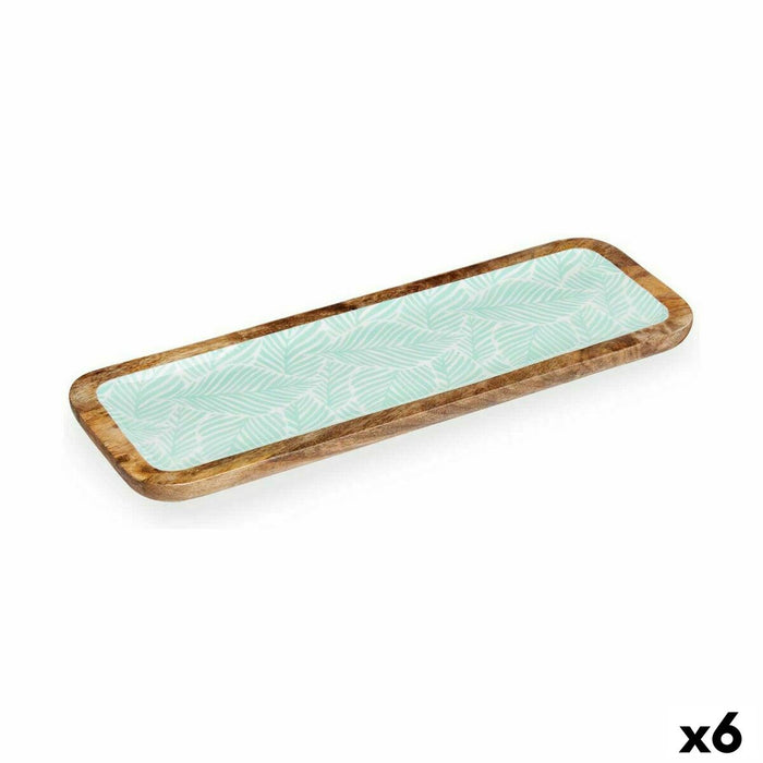Centro de Mesa Blanco Marrón Verde Poliéster Resina Madera de mango 45 x 15 cm 15,2 x 2,54 x 45,7 cm Hoja de planta (