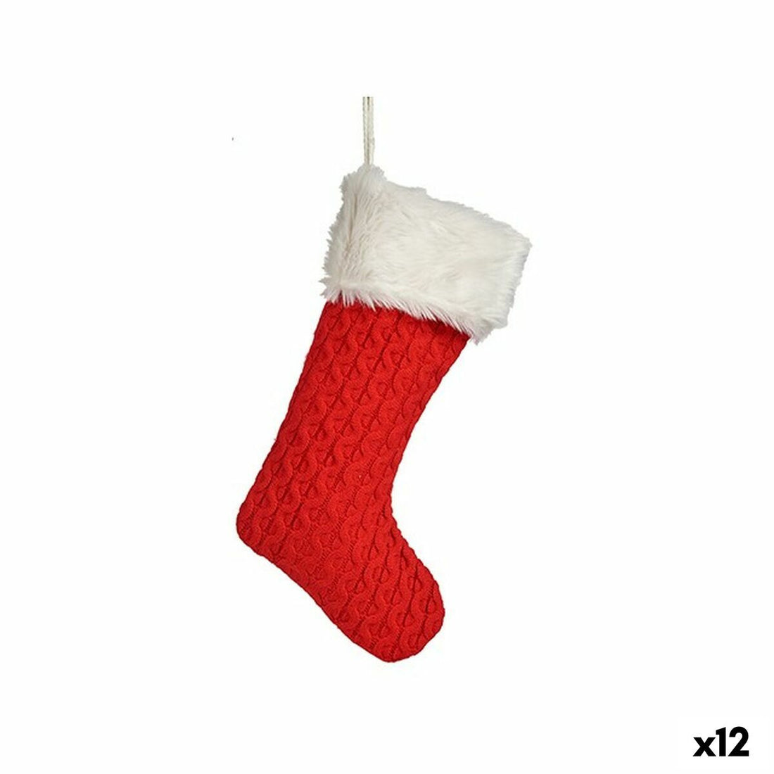 Adorno Navideño Rojo Tela Calcetín de Navidad 28 x 4 x 46 cm (12 Unidades)
