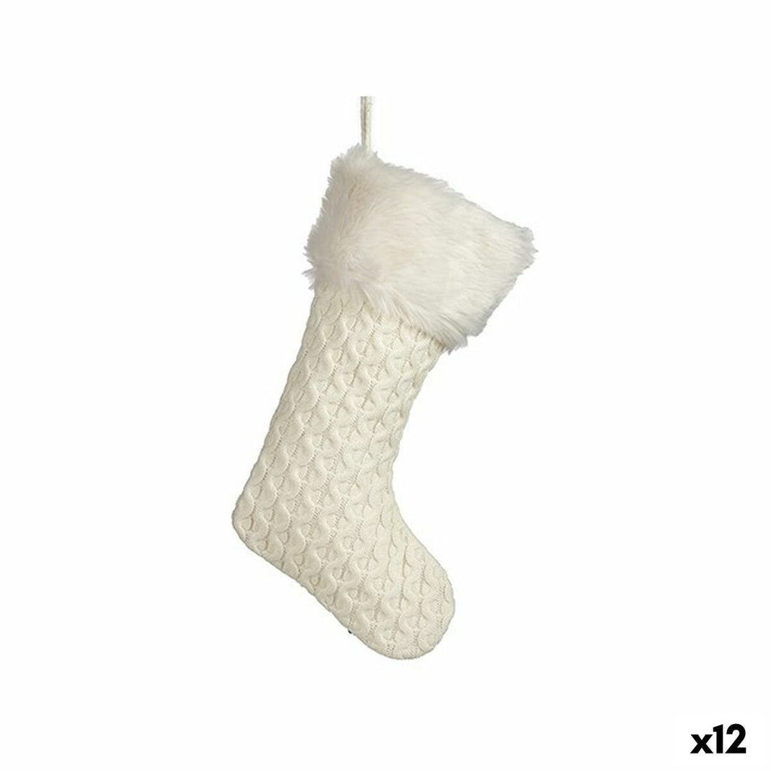 Adorno Navideño FG09-20493C Blanco Calcetín de Navidad 28 x 4 x 46 cm (12 Unidades)