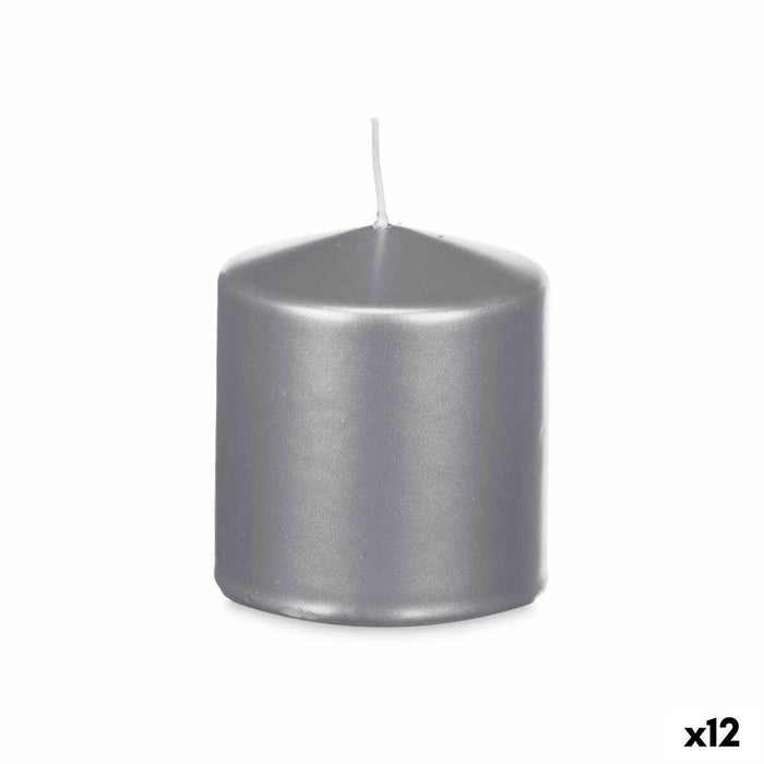 Vela Plateado 9 x 10 x 9 cm (12 Unidades) Cera