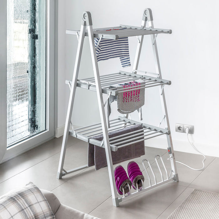 Tendedero Eléctrico Plegable Verayer 30 Barras ABS Invierno Gris