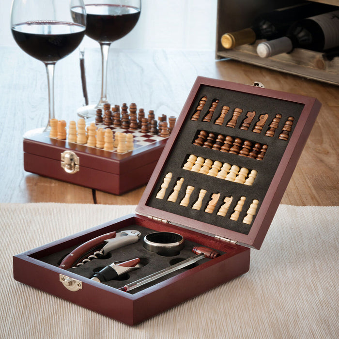 Set de Accesorios para Vino y Ajedrez 37 Piezas Madera Invierno Regalo Original Multicolor