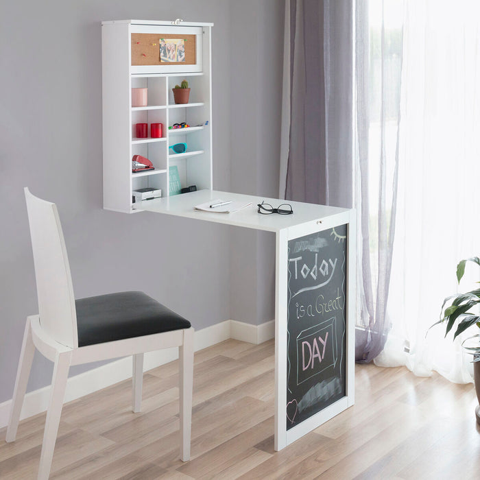 Escritorio Plegable de Pared Woldy Madera Oficina Blanco