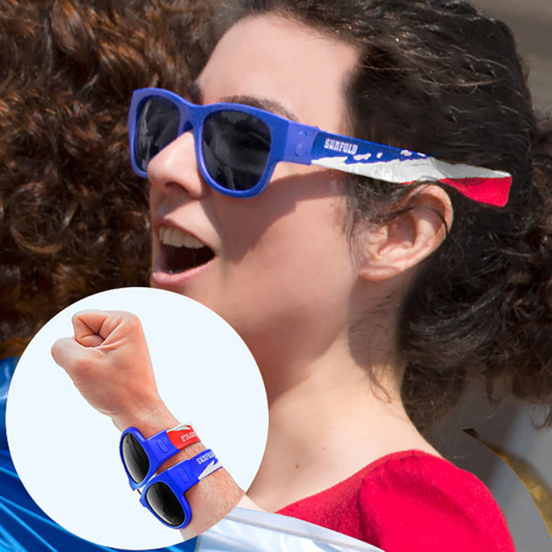 Gafas de Sol Enrollables France UV400 Plegable Deportista / en Forma Football World Cup Azul
